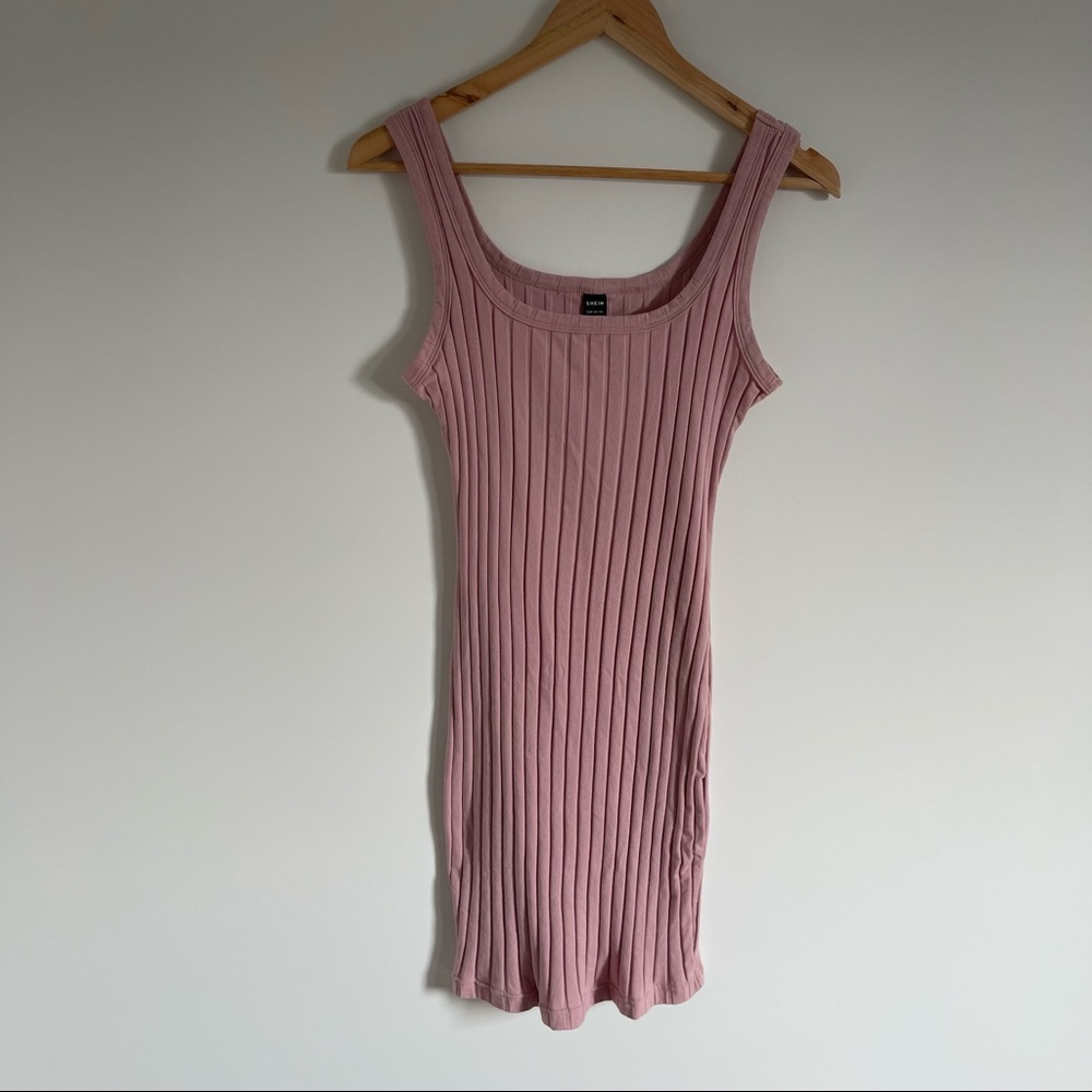 Pink Bodycon Ribbed Dress